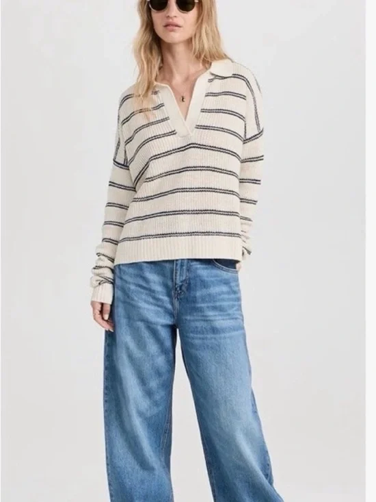 FAHERTY Miramar Linen Cotton Polo Sweater M - Picture 2 of 10